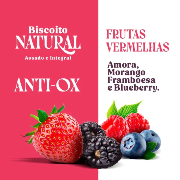 Snacks Biscoito Natural Quatree Super Premium Anti-Ox Adultos Frutas Vermelhas 150g - Image 2
